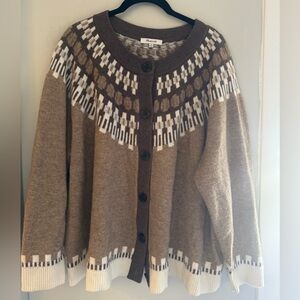 Madewell Merino wool Taupe and Ivory Knit Cardigan